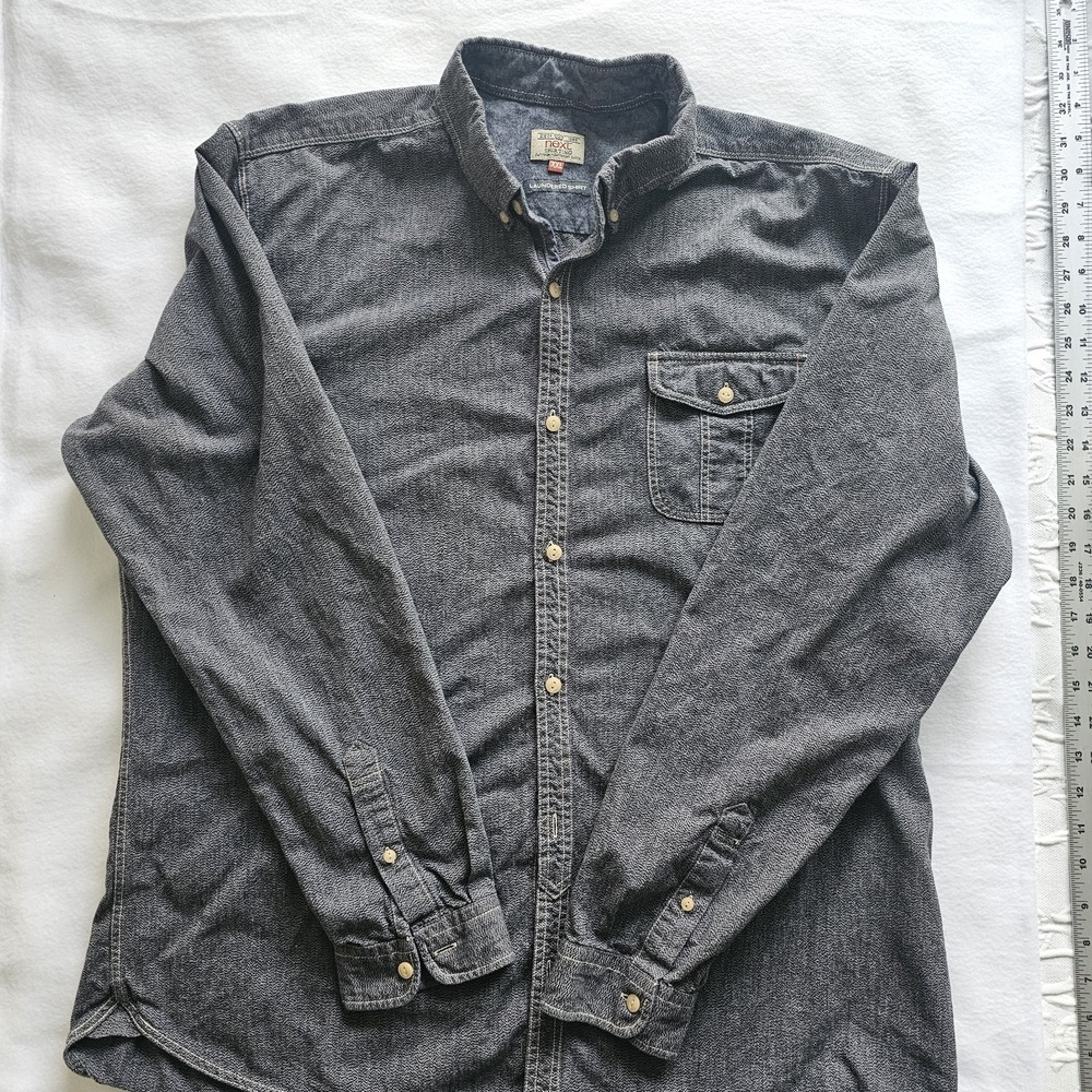 NEXT SHIRTING Men's woven Long‎ Sleeve Button Up, Patch Pmchest Pocket 2xl, Gray